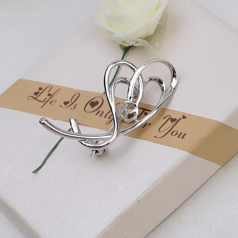 Heart Shape 925 Sterling Silver Brooch Mounts Base Findings Settings Mountings Jewelry Fittings for 8-10mm Pearls 3pcs/lot