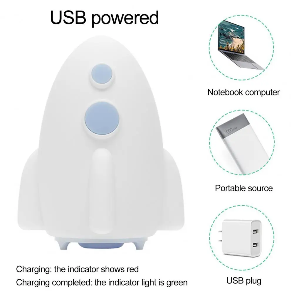 Night Light Useful USB Charging Home Decoration Rocket Style Nursery Lamp Bedroom Sleeping Light for Home