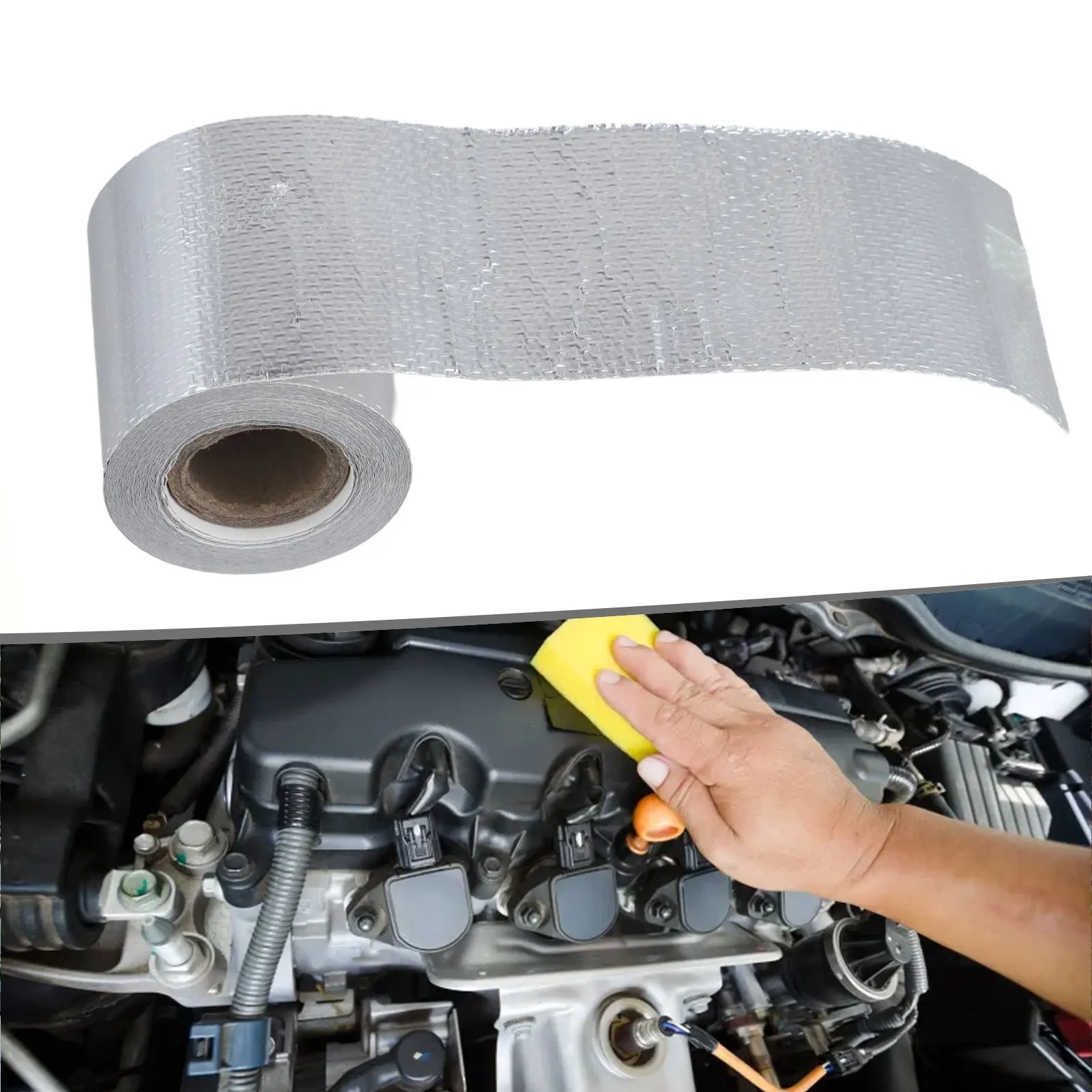 5m Aluminum Foil  Car Exhaust Header Pipe Wrap Heat Shield Tape With Tie Heat Shield Tape Automotive Accessories