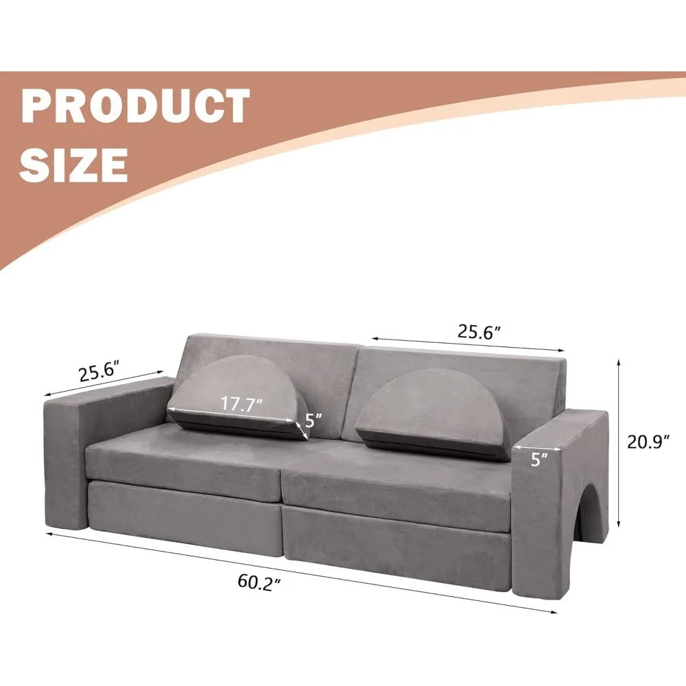 Children's Modular Play Sofa Set, 10-Piece Sectional Imaginative Furniture for Kids' Creative Playrooms and Bedrooms