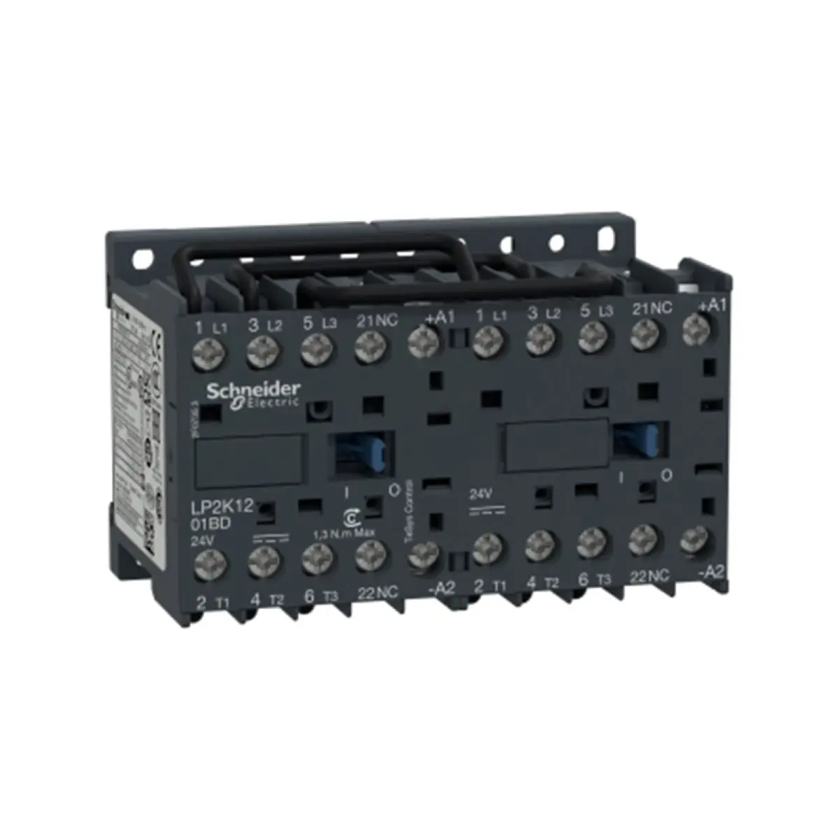 LP2K1201BD Reversing contactor, TeSys K, 3P, AC-3, lt or eq to 440V 12 A, 1 NC, 24VDC coil