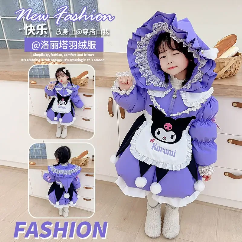 Sweet Anime Kawaii Sanrio Ins Fashion Kuromi Thickened Jacket Cute Cartoon Ins Warm Coat Clothing Lovely Gifts for Kids