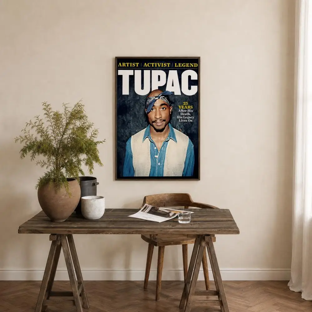 Rapper Tupac Shakur 2Pac Poster Self‑Adhesive Waterproof PP Poster Coffee House Bar Wall Art Sticker Room Home Decor