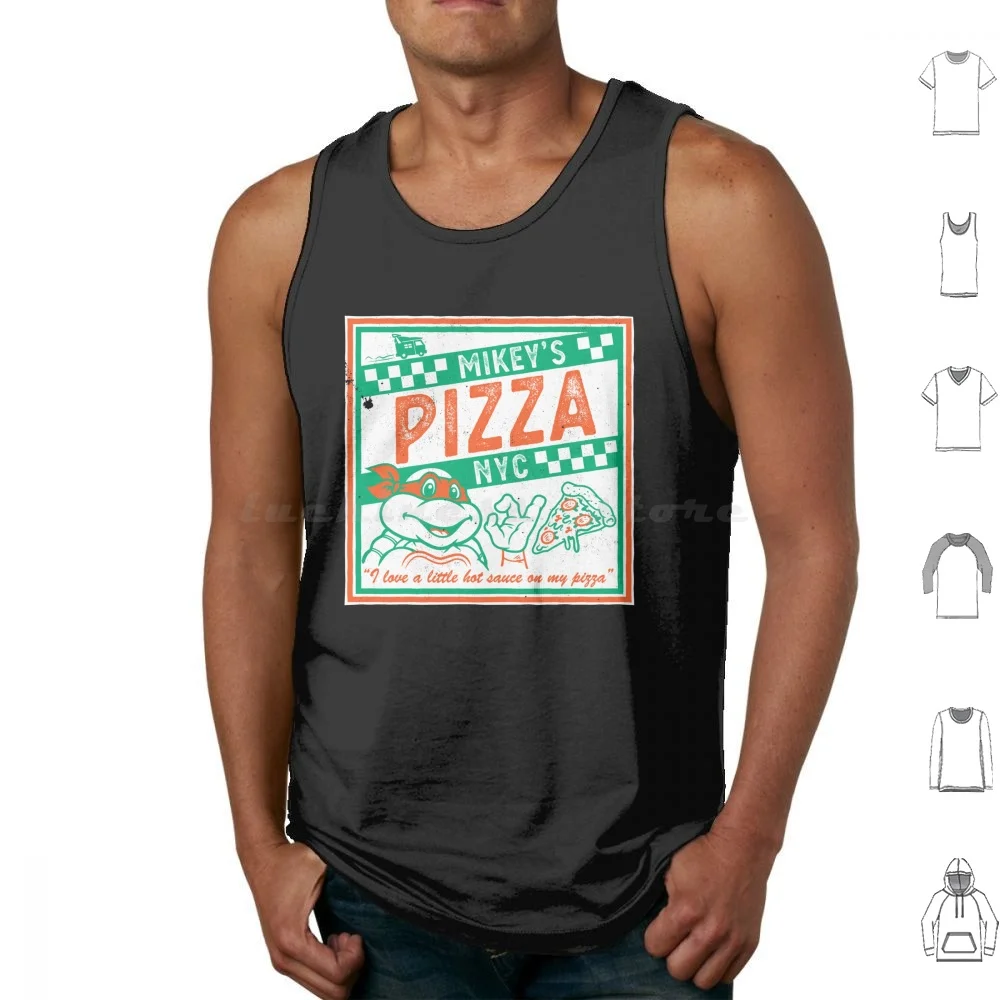 Mikey's Pizza Takeout-I Like A Little-Retro 90er Comic Tank Tops Weste ärmellos Helden in einer Halbschale Cowabunga 90er Retro