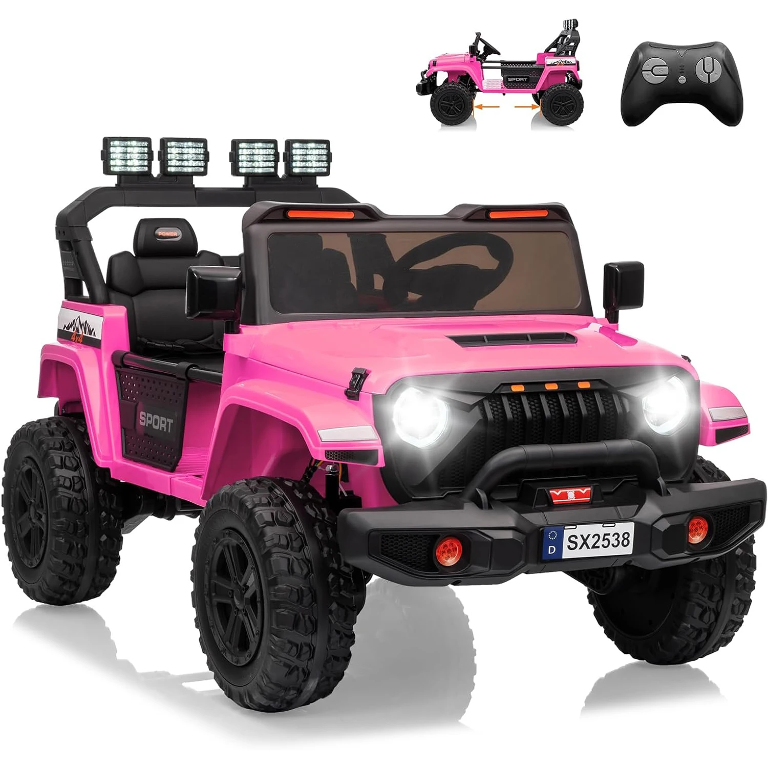 Kids Ride on Car Electric Vehicles with Remote Control Adjustable Car Music ASTM/CPSIA Certified 3 Speeds LED Lights Child Gifts