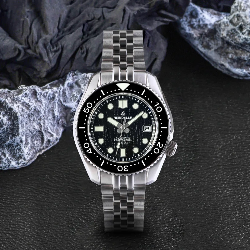 Мужские часы Heimdallr MM300 Diver, водонепроницаемые до 30 АТМ, с сапфировым стеклом, светящимся покрытием C3, сталью 316L, автоматическим механизмом NH35, браслетом из 5 звеньев.