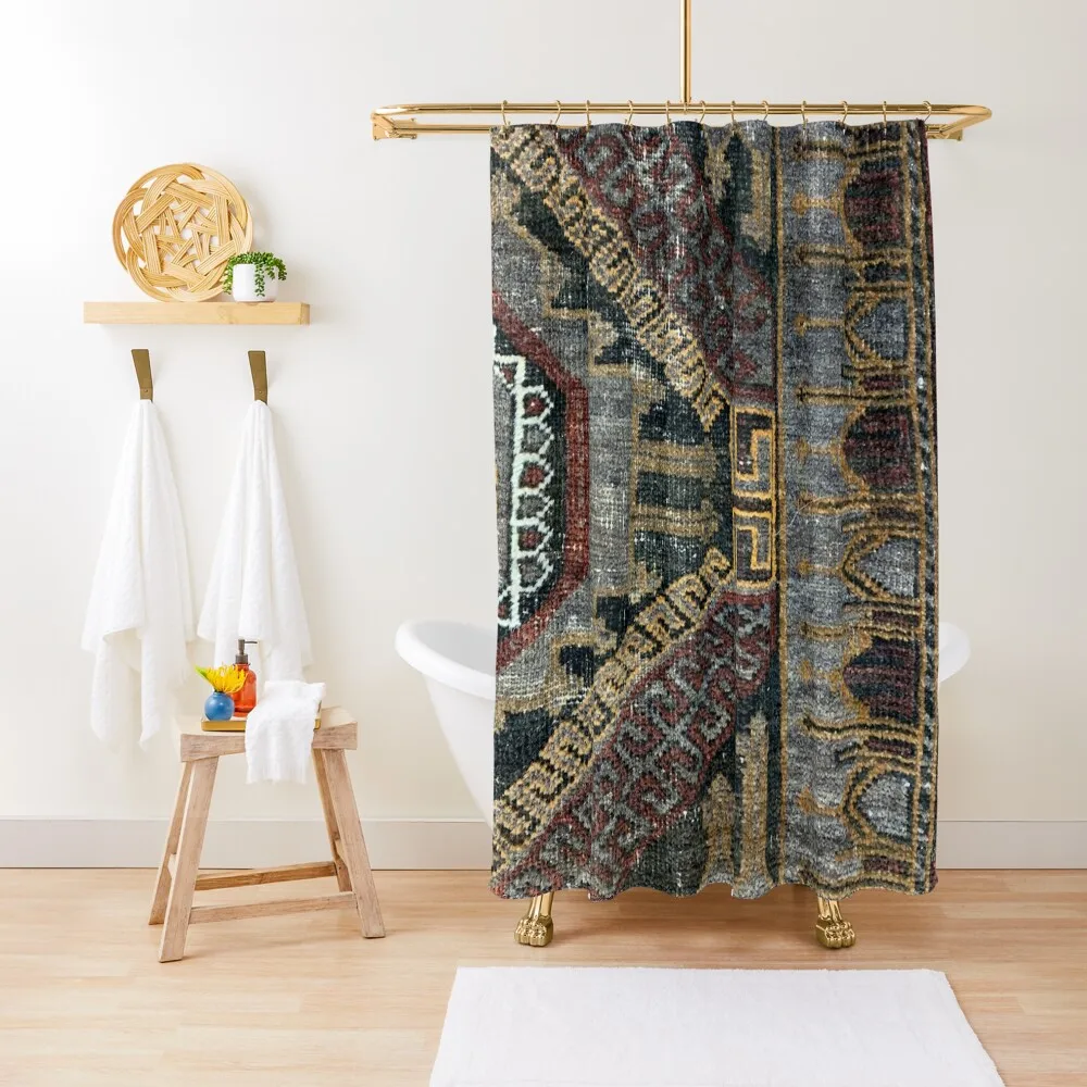 

Distressed Persian Baluch Carpet Design, knotted woven oriental textile Shower Curtain Shower Bath Curtain