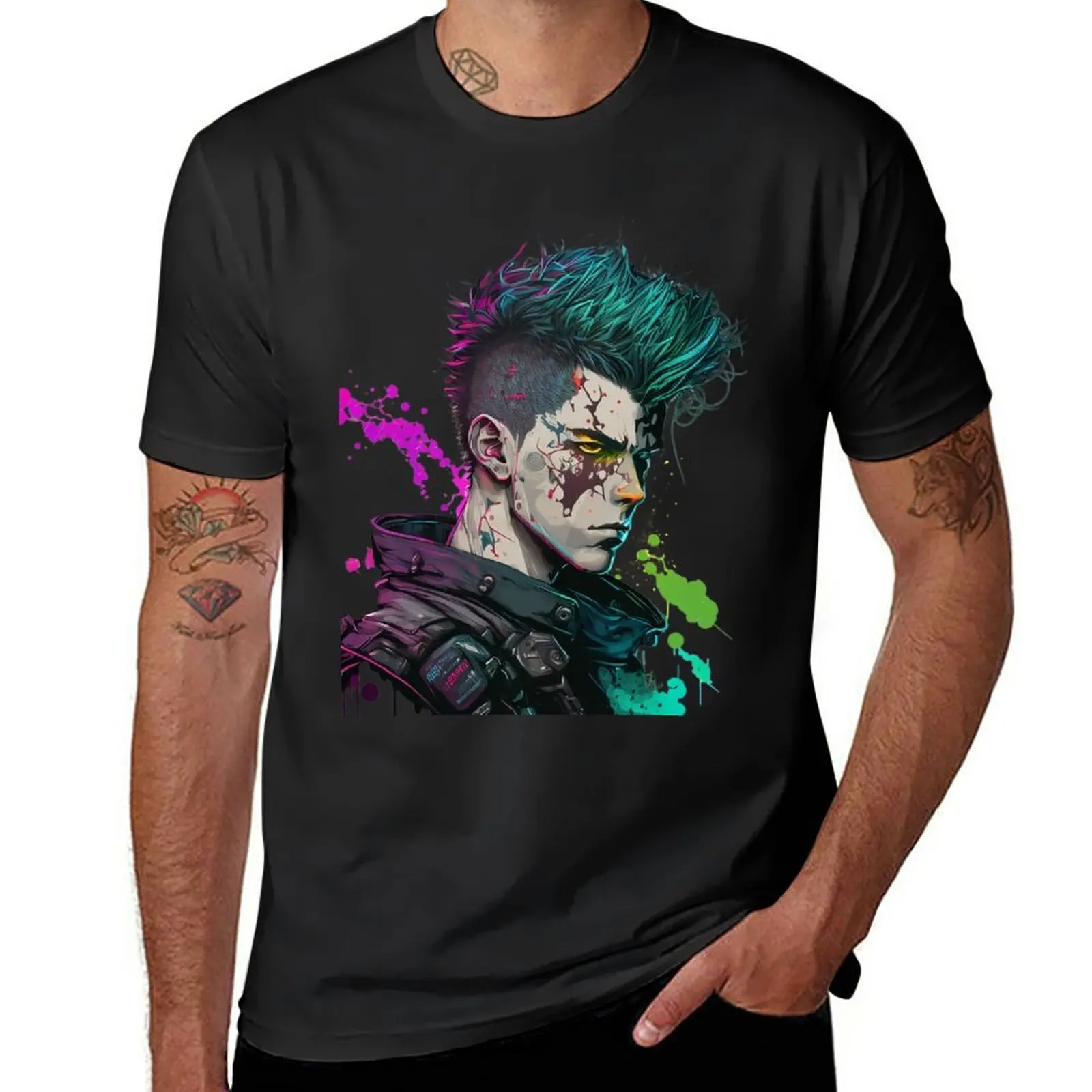 

New Cyberpunk boy T-Shirt heavyweight t shirts blondie t shirt Anime t-shirt summer top Men's t-shirts