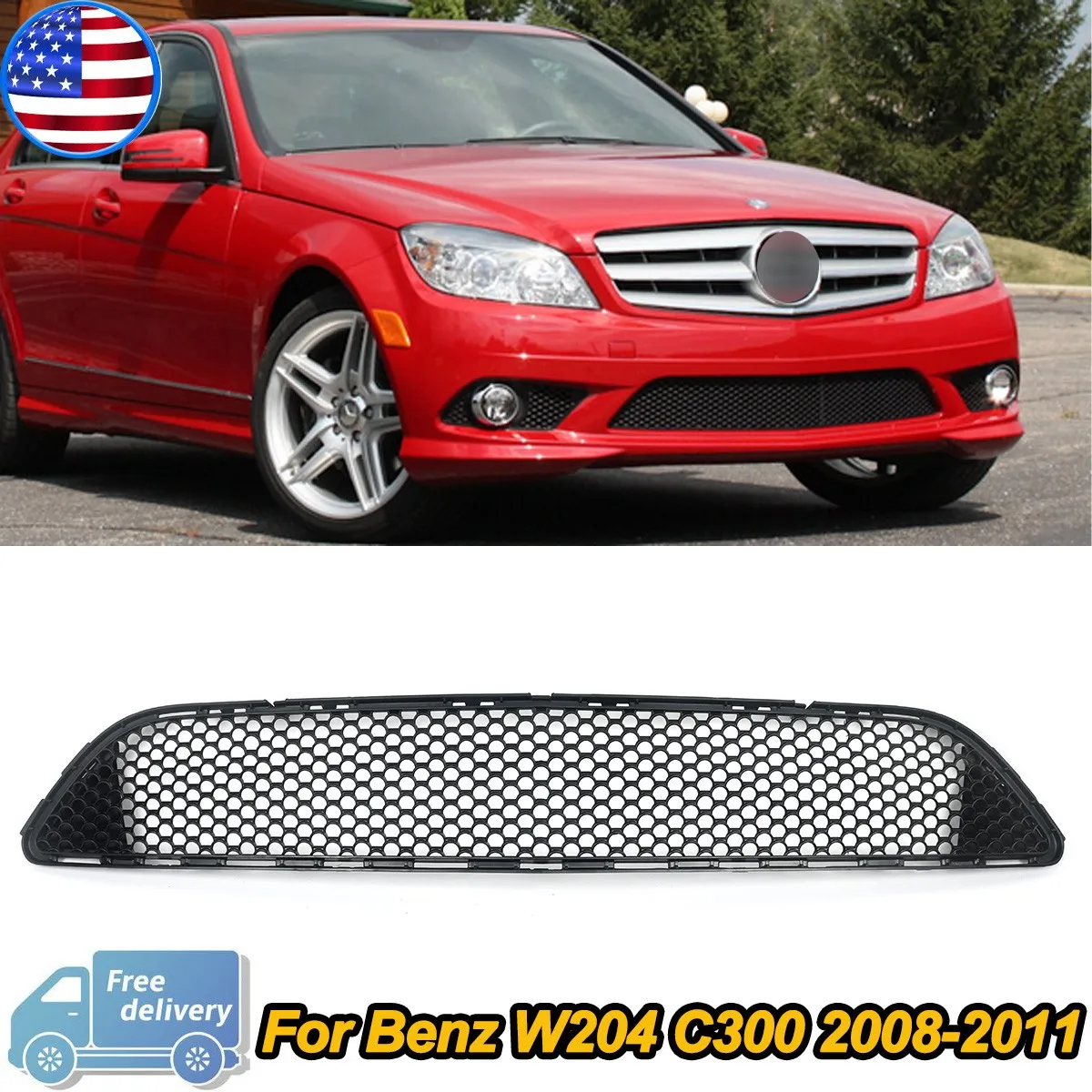 

Передняя решетка, замена для Mercedes Benz W204 C Class C250 C300 C350 2008 2009 2010 2011, нижняя решетка переднего бампера, ремонт 2048850153