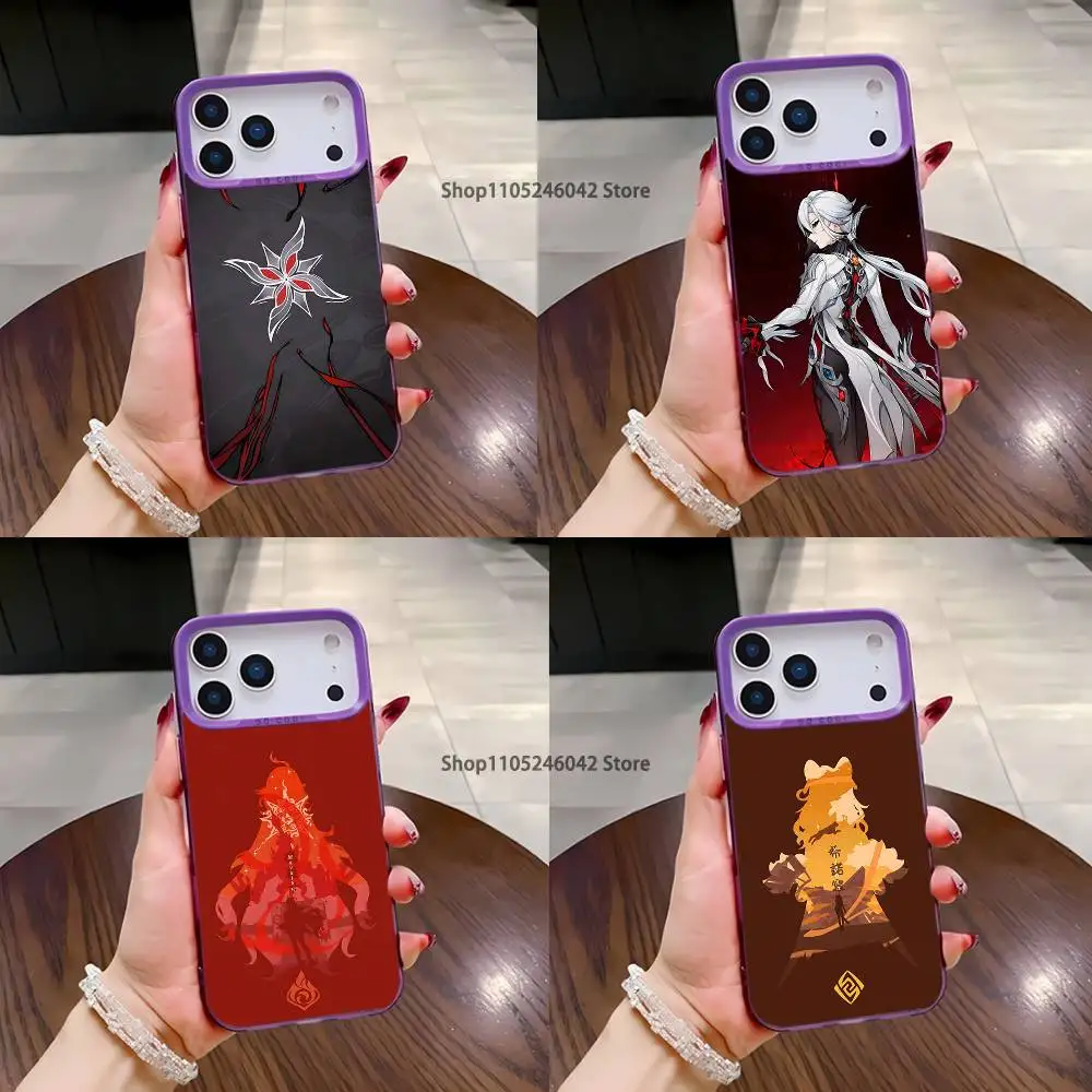 

G-Genshin Impact Arlecchino Phone Case For iPhone 17,16,15,14,13,12,11,Pro,XS,Max,Plus,Mini,SE4,E Purple Matte Shockproof Cover