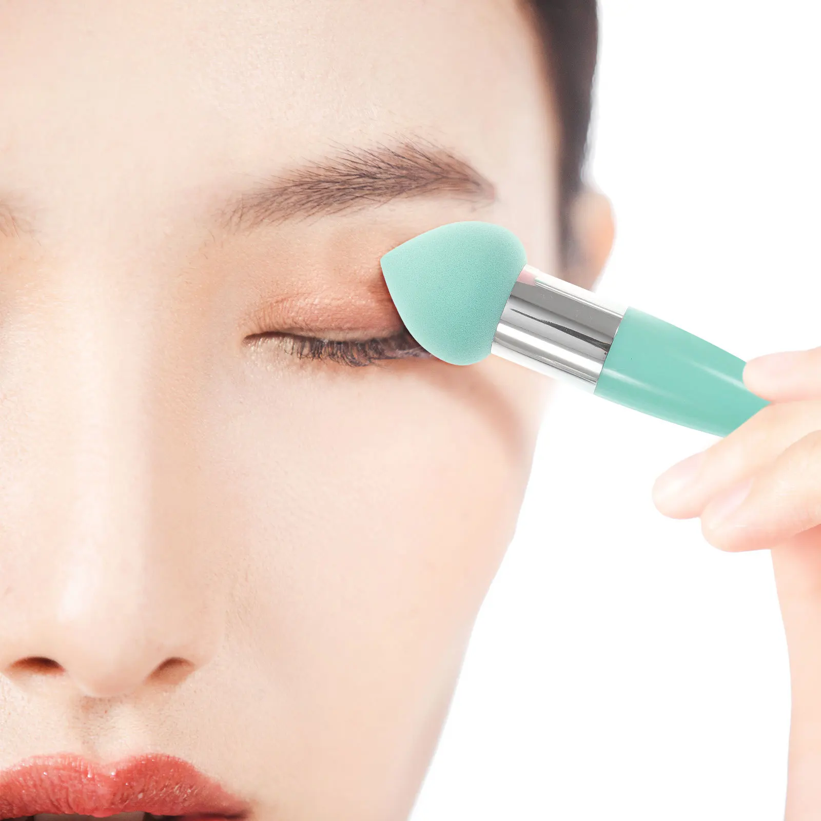 Ensemble d'éponges en forme de gouttelette d'eau, peau rouge et bleue pour crème liquide, fond de teint, correcteur, maquillage pour le visage et les yeux, outils essentiels, 3 pièces