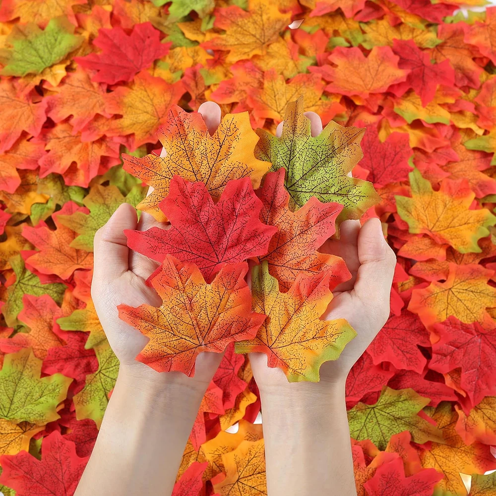 

Yannew 500pcs Artificial Fall Maple Leaves Silk Leaf for Craft DIY Thanksgiving Wedding Party Decoration Autumn Home Table Decor