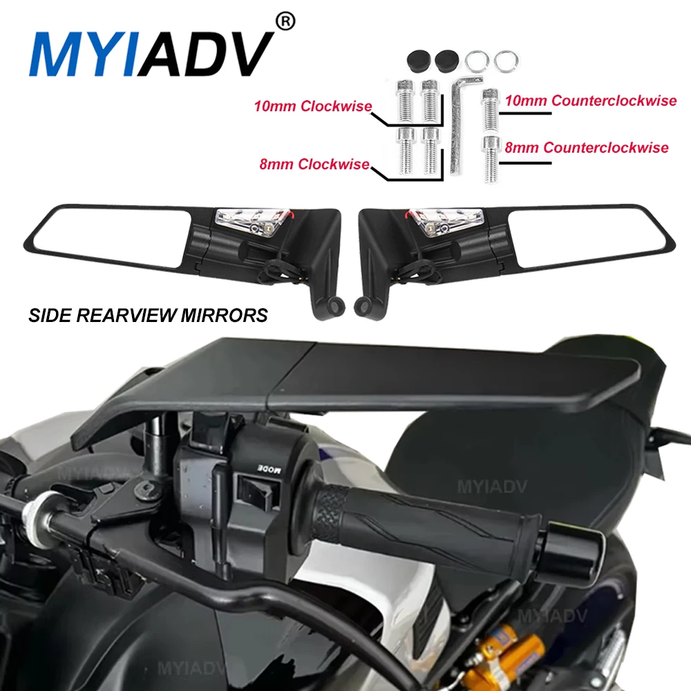 

Motorcycle Rotate Adjustable Rearview Mirrors Kits For Yamaha MT 07 09 10 MT09 MT10 SP Amber Led Light Side Mirror Accessories