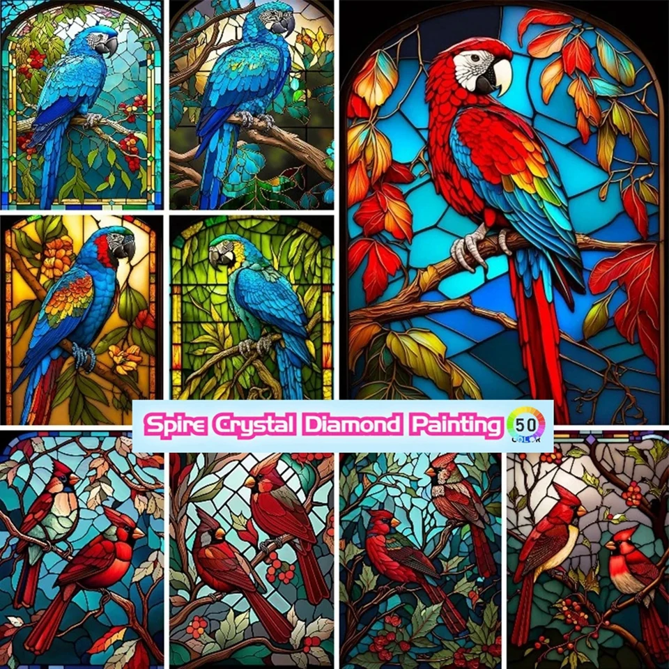 

Stained Glass Crystal Diamond Painting New Embroidery Fantasy Bird Cross Stitch Kit Mosaic Square Drills Diy Art Kids Hobby Gift