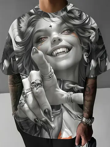 Essential for Trendy Men! Stand out with this Graphic Catwoman Print T-shirt, your key to eye-catching street style