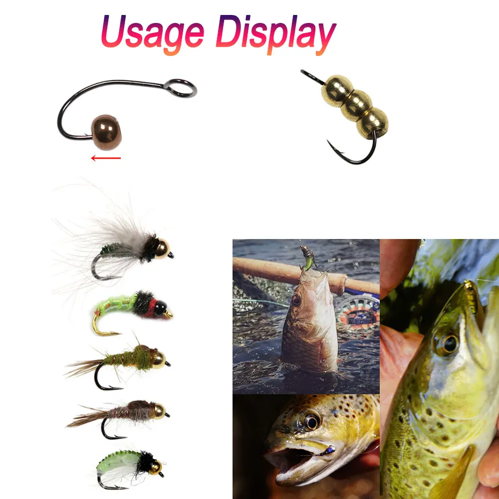 100 Stück Messingperlen für Nymphen-Streamer-Fliegen, Fliegenbindematerialien, 2,4 mm, 2,8 mm, 3,3 mm, 3,8 mm – Detail 5