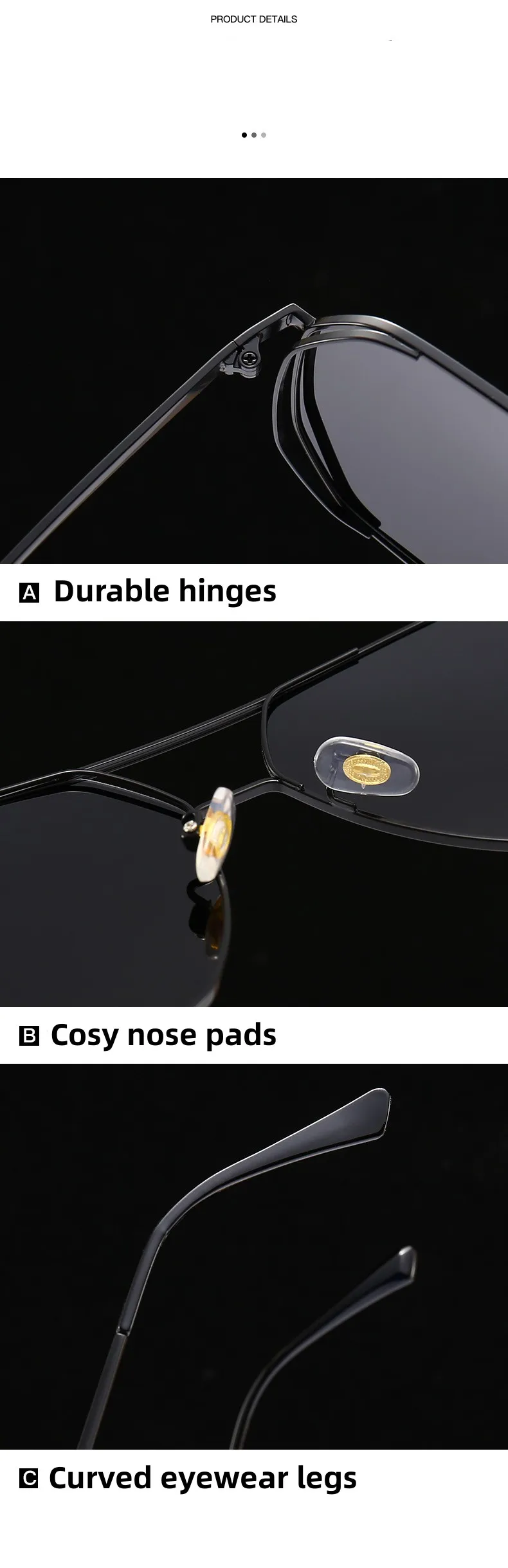 KAMMPT Übergroße Vintage Sonnenbrille Männer Frauen Mode Polarisierte Photochrome Shades Brillen Doppel Brücke Fahren Sonnenbrille – Detail 9