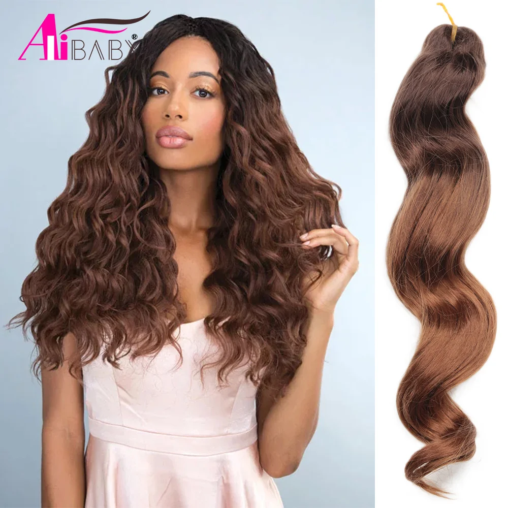 Ocean Wave Crochet Hair Deep Wave Synthetic Braiding Hair Loose Smooth Wavy Natural Hair Extension Alibaby