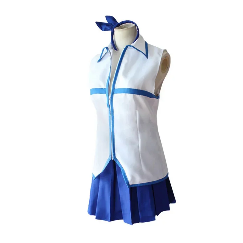 Anime Fairy Tail Lucy Heartfilia Cosplay Costume Top Skirt Haircut Set Halloween Makeup Party Prop