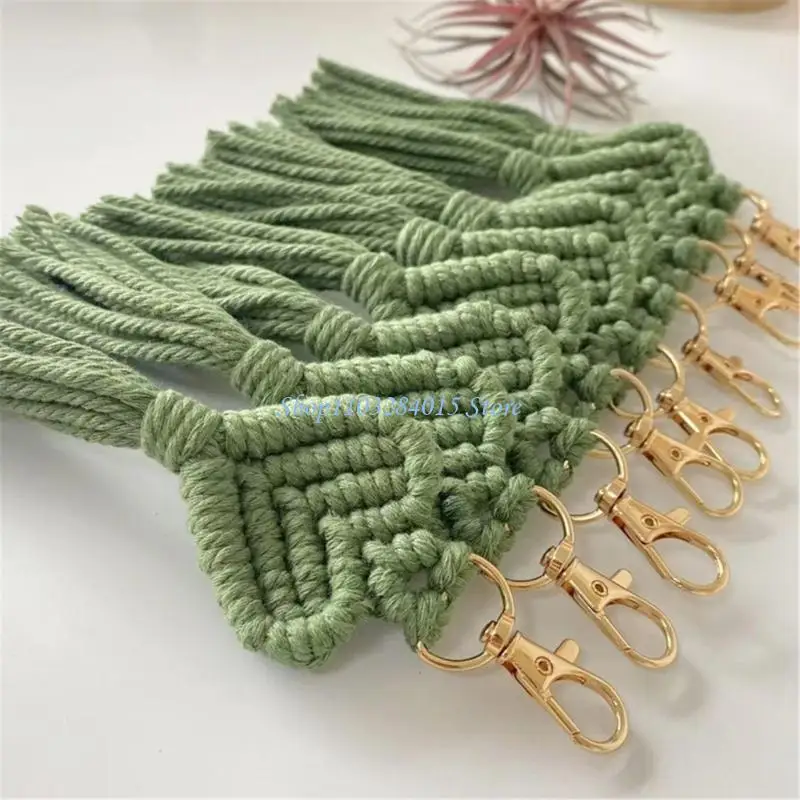 

R6FF Heart Tassels Keychain Handwoven Cotton Yarn Keychain with Metal Lobster Claws Clip For School Office Daily Essential