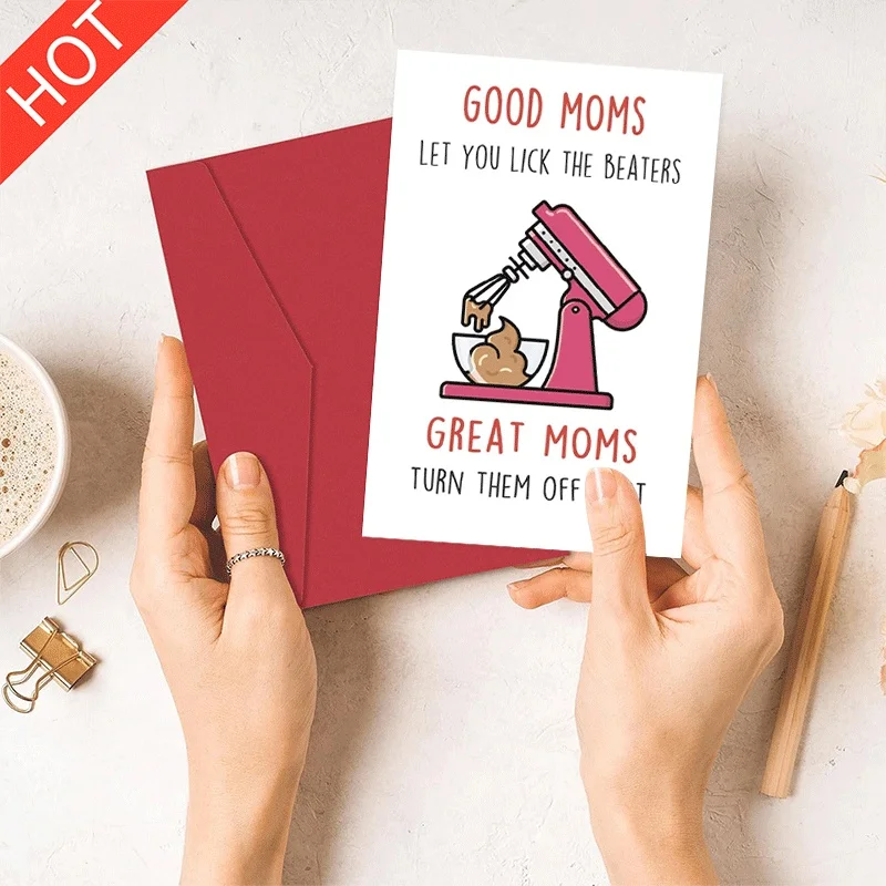

Funny Mother's Day Greeting Card Good Great Moms Lick the Beaters Humorous Mom Birthday Card Gift for Mom