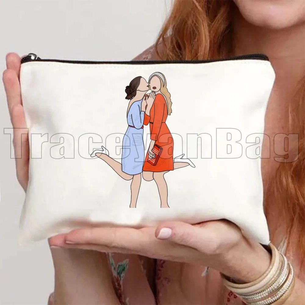 الرجعية برنامج تلفزيوني القيل والقال الفتيات بلير سيرينا تشاك مروحة الهدايا قماش حقيبة مستحضرات التجميل السفر ماكياج المرحاض حقيبة مقلمة سستة الحقيبة