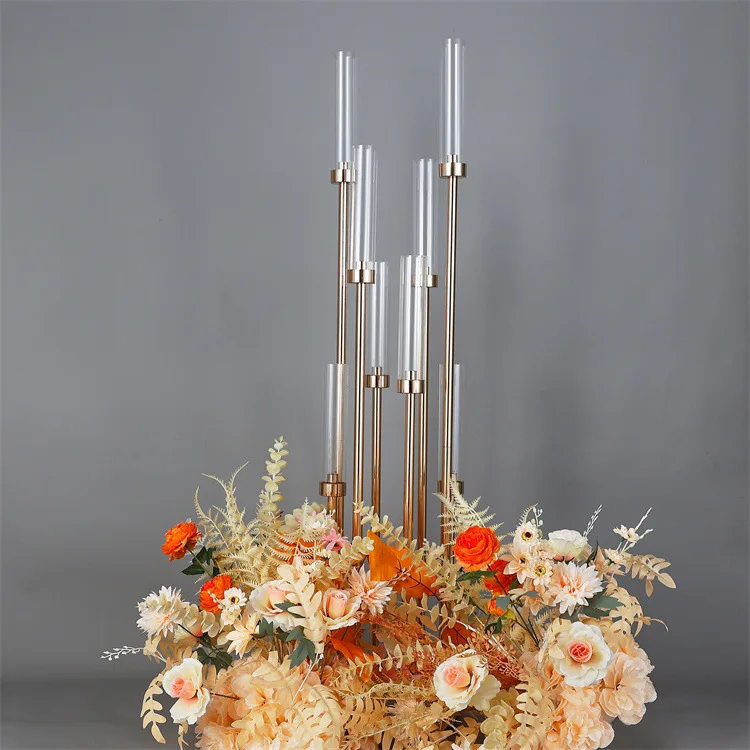 Wedding Decoration Electroplated Metal Candle Holder For Pillar Candles Wedding Props