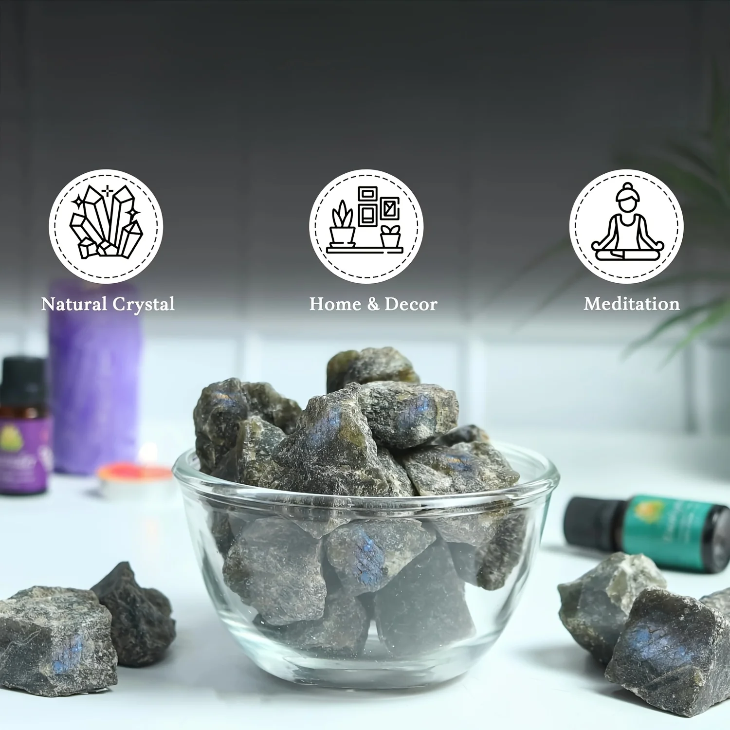 Rough-textured natural labradorite stone, suitable for grinding, polishing, and home or office decoration.