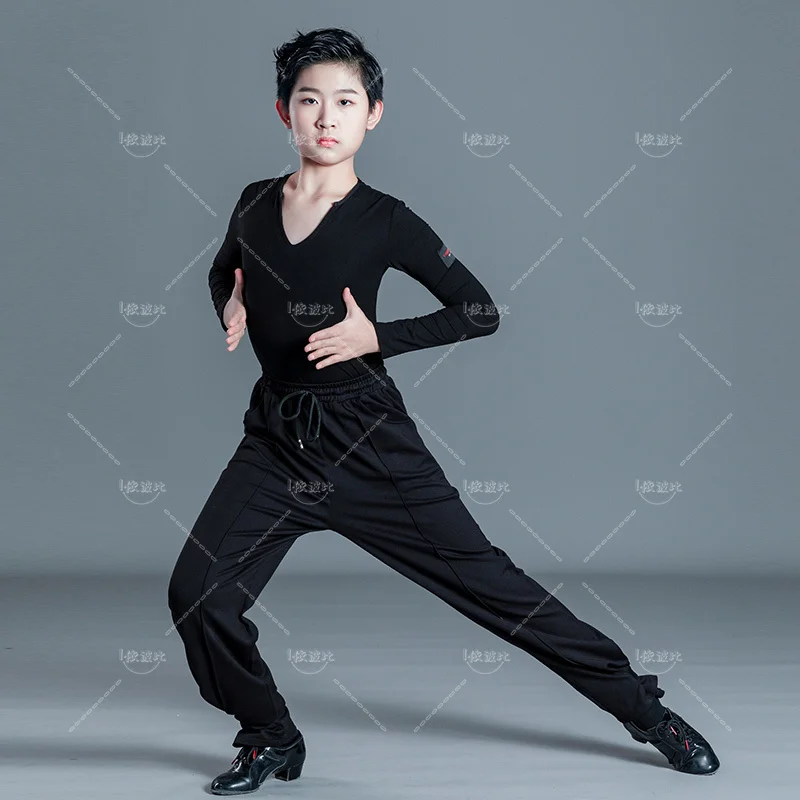 Boys Latin long sleeve training suit new children's grade competition suit boys Latin pants performance training suit set