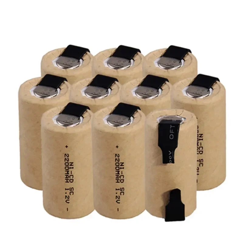 2-24 ks baterií pro elektrické šroubováky SC 1,2 V 2200 mAh Sub C Ni-Cd dobíjecí baterie s jazýčkem NiCd SUBC články pro elektrické nářadí - náhled 4