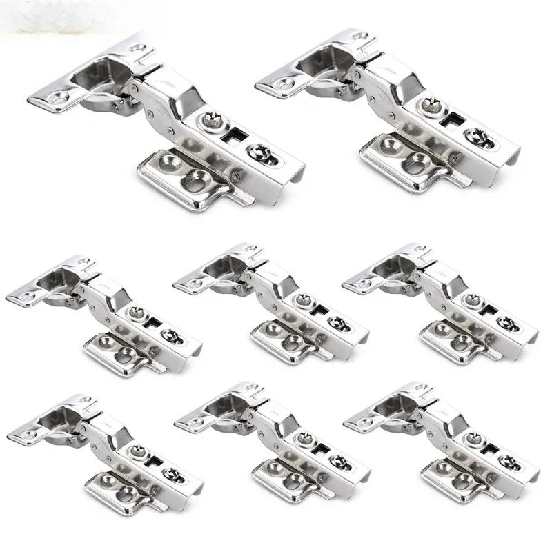 8/10/12PCS Cabinet Hinges Stainless Steel Hydraulic Door Hinge Damper Buffer Soft Closing for Kitchen Cupboard Furniture