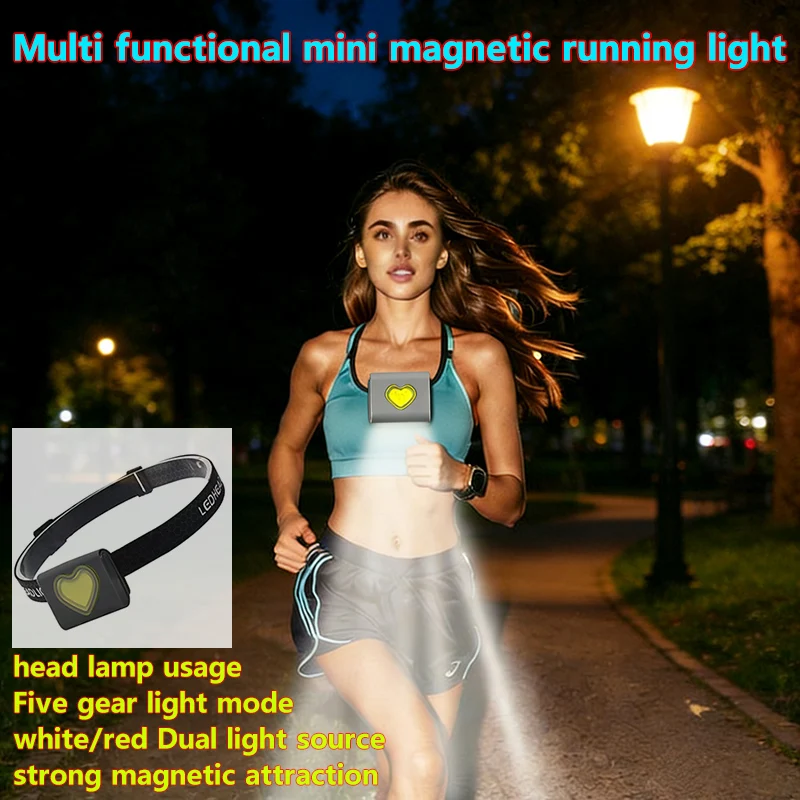 LED Safety Lights Run Light Outdoor Camping Silicone Clip Mode Walking Lamp Night headlamp Portable Magnetic Emergency Light