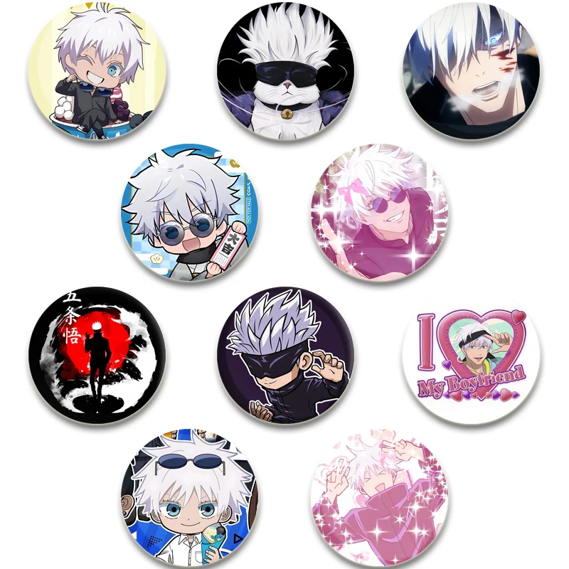 

Anime character Satoru Gojo Memorial Pins Cute Cartoon Badge Handmade Tinplate Brooch for Backpack Clothes Chest Ornament Gifts