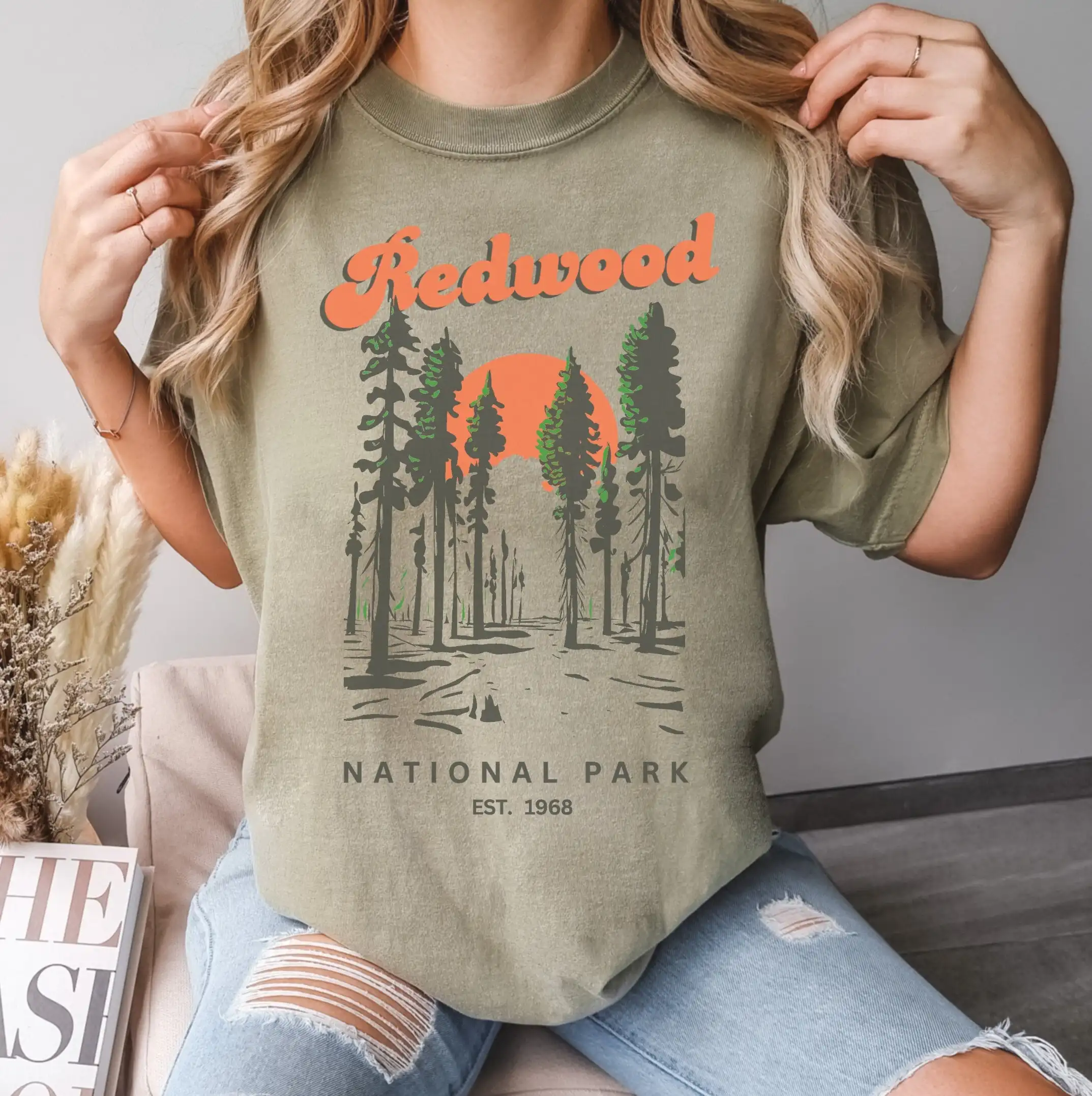 Redwood National Park California Hiking T Shirt Giant Sequoia