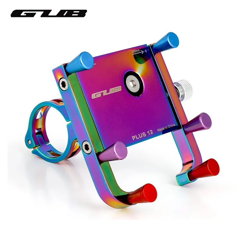 GUB Plus12 Phone Holder Aluminum Alloy Colorful Bicycle Phone Holder Mount Universal Mobile Cell MTB Motorcycle Handlebar Clip