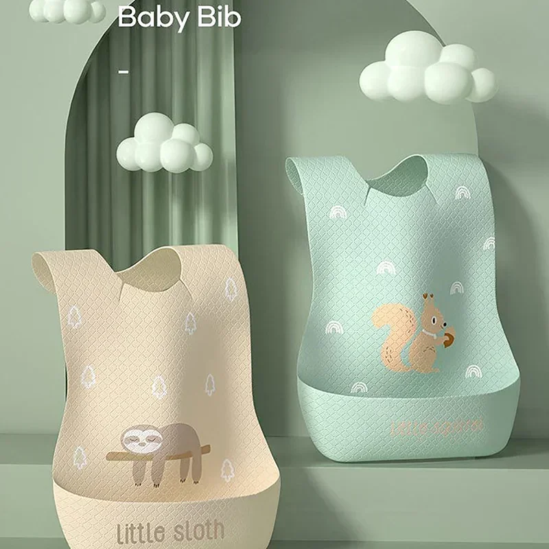 Infant Waterproof Print Bib Super Soft Saliva Pockets Children\'s Complementary Food Rice Bibs Burp Cloths Baby Items