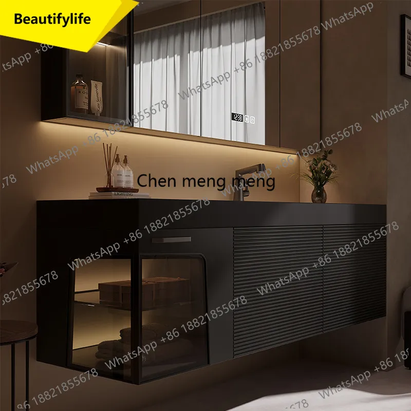 A17 Oak Bathroom Vanity And Washbasin Combination Integrated Seamless Slab Stone Sink 2026 New Model for Home Improvement