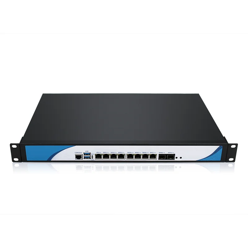 A cremalheira industrial da variante 1u montável intel celeron 1037u 8-intel 82574l nics 2-i350 sfp gateway ferragem pfsense firewall pc