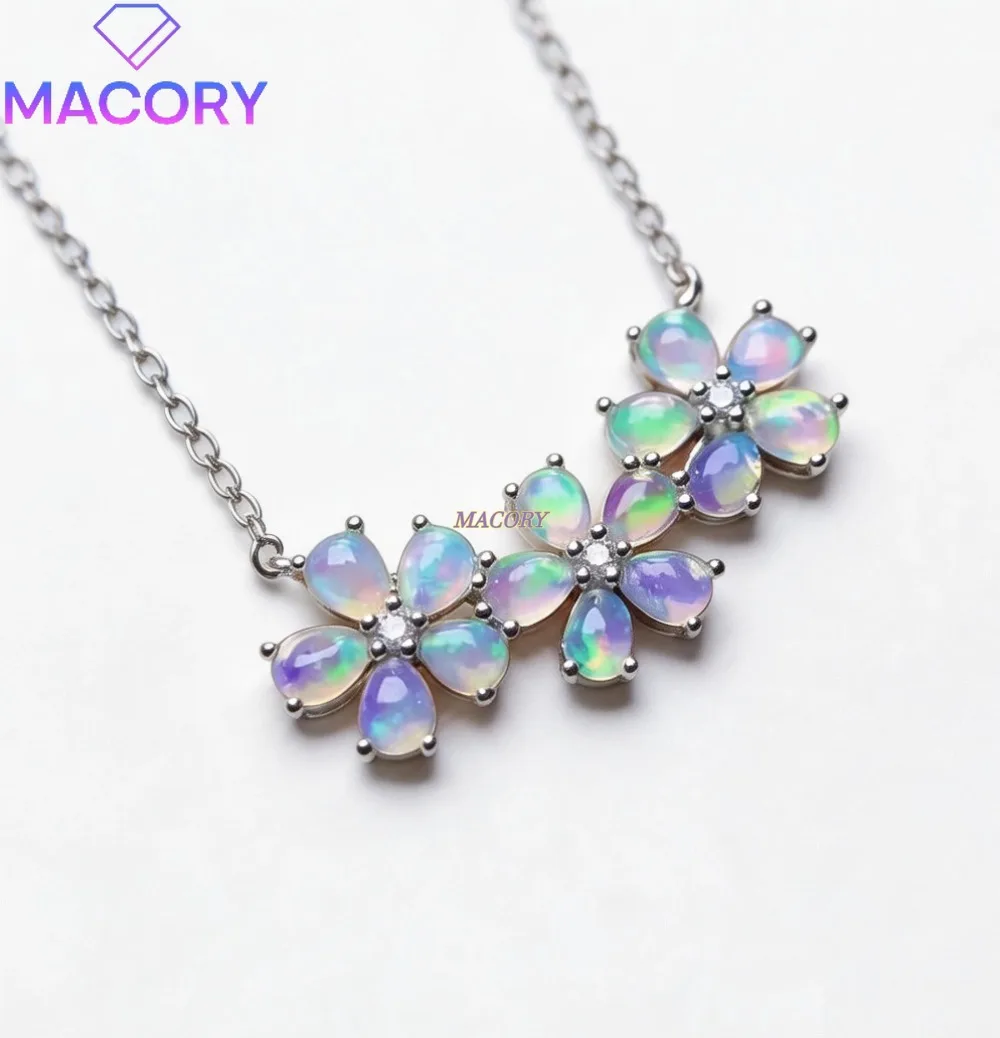 Classic Natural Opal Necklace Wedding Party Jewelry 925 Sterling Silver Ladies Necklace Pendant Fashion New Holiday Gifts