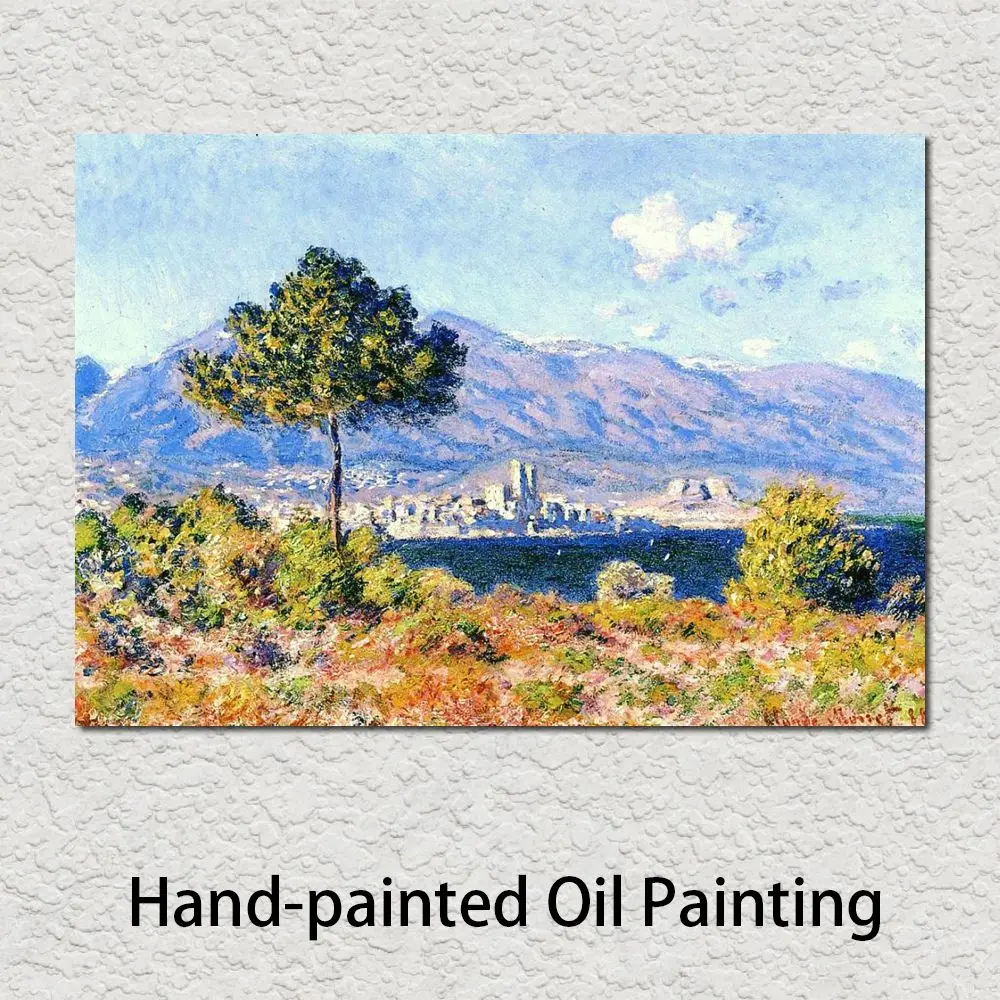 

Beautiful Claude Monet Canvas Art View of Antibe Hand Painted Oil Artwork Impressionist Landscape for Modern Family Room Decor