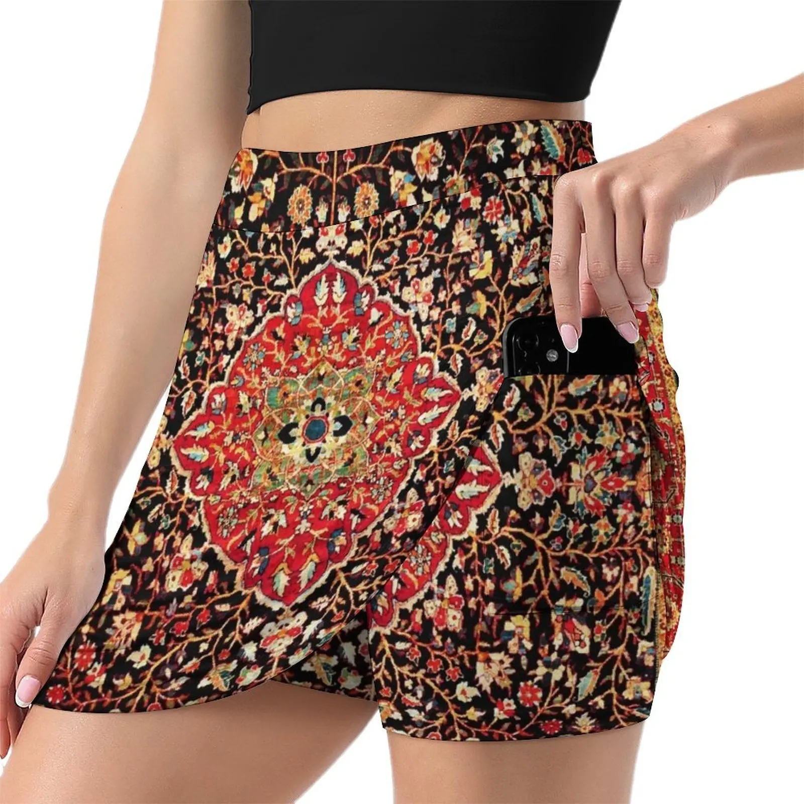 Serapi Heriz Persian Carpet Print Mini Skirt mini skirts Women's summer dress