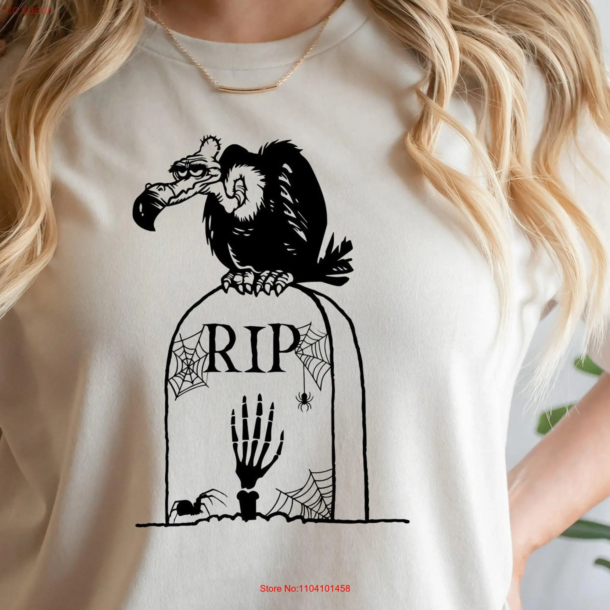 Vulture Rip T Shirt Halloween Time Headstone Horror Costume Spooky Season long or short sleeves