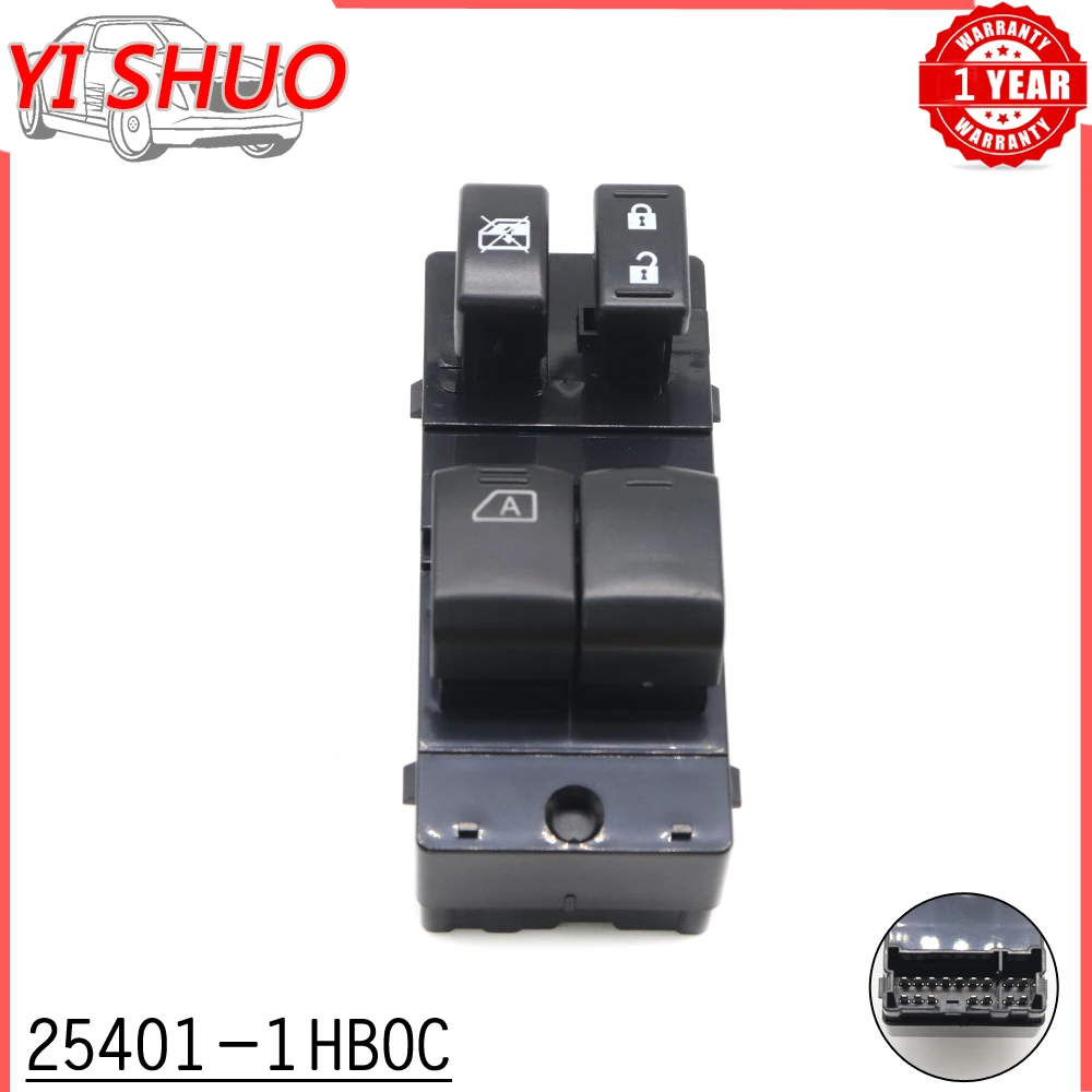 Car 25401-1HB0C Left Driver Power Window Switch For NISSAN MICRA K13 2010-2018 SUNNY VERSA 2012 NOTE 2014-2016 25401-3BB0C