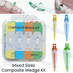 Mieszane rozmiary Dental Composite Wedge Strata Wedges Soft Face Cervical Seal Diastema Wedge Matrix Band Fit Garrison 100pcs/box