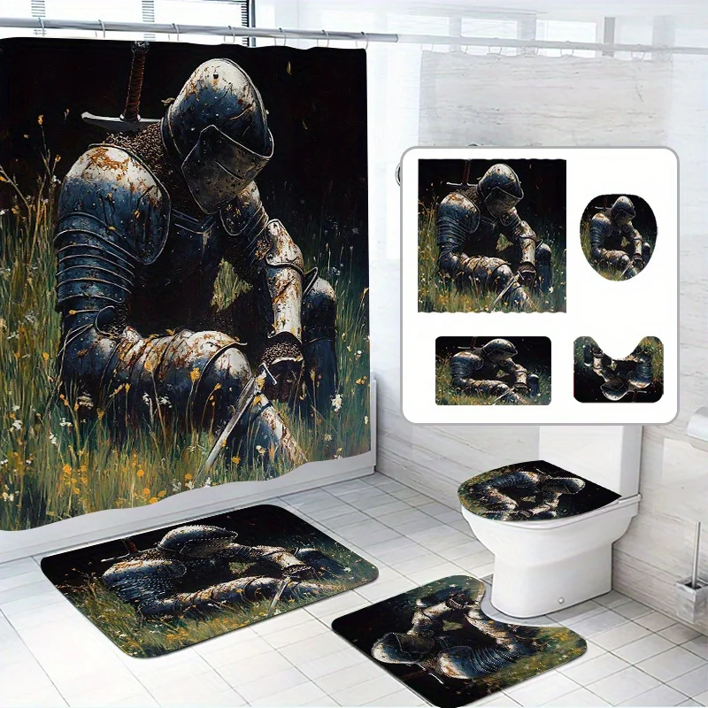 

4 шт., набор занавесок для душа «relaksing Knight», наслаждайтесь зеленым пейзажем, в комплект входит 12 крючков, водонепроницаемая полиэфирная ткань, поставляется