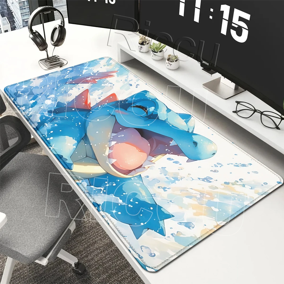 Large Pokemon Totodile Mouse Pad HD Printing Computer Desk Mat Office Keyboard Aesthetics Pad Laptop Gaming Non-slip Rubber Mats