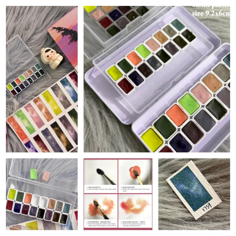 

Набор акварельных красок в пластиковой коробке, 16 цветов, 0,3/0,5/1/2 мл, портативный, для уроков рисования и творчества, для студентов