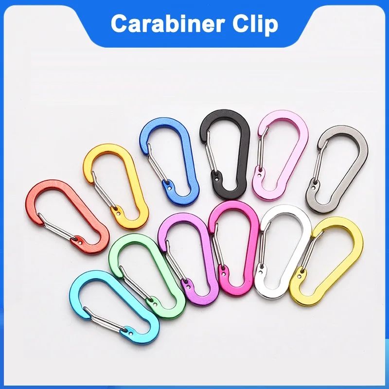 

12PCS Camping Carabiner Clip Set , Outdoor Hiking Aluminum D Ring Shape Buckle Karabiners, Sports Cycling Tourist Small Hooks ﻿