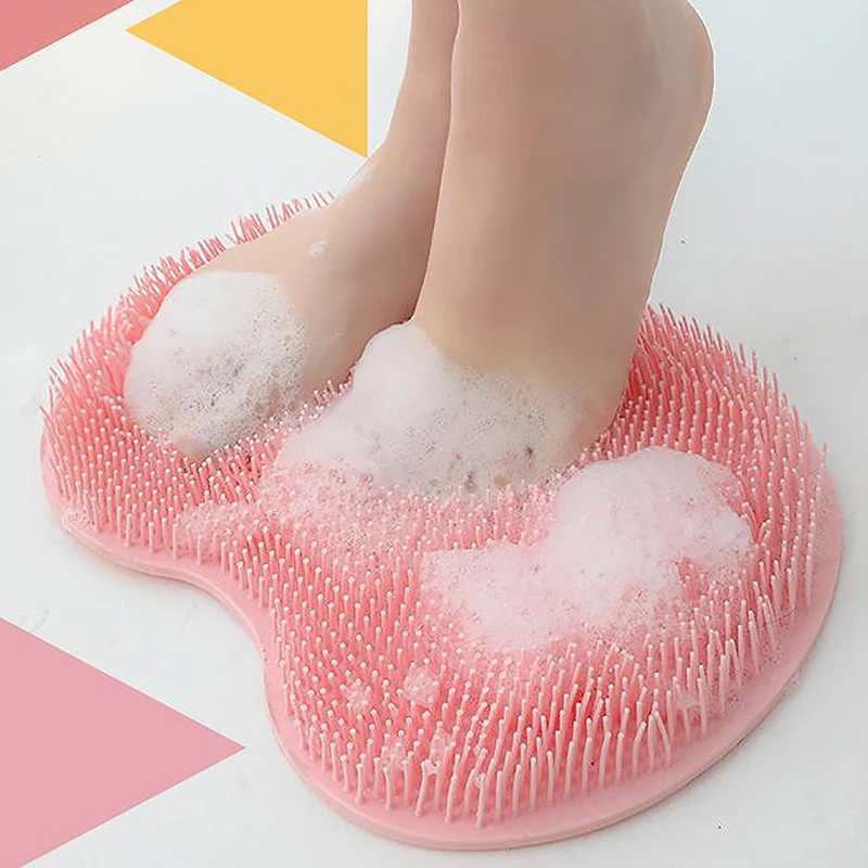 Rub Back Brush Bathroom Non-slip Wash Foot Pad Massage Shower Mat with Sucker Bath Massage Foot Exfoliating Brush Bathing Tool