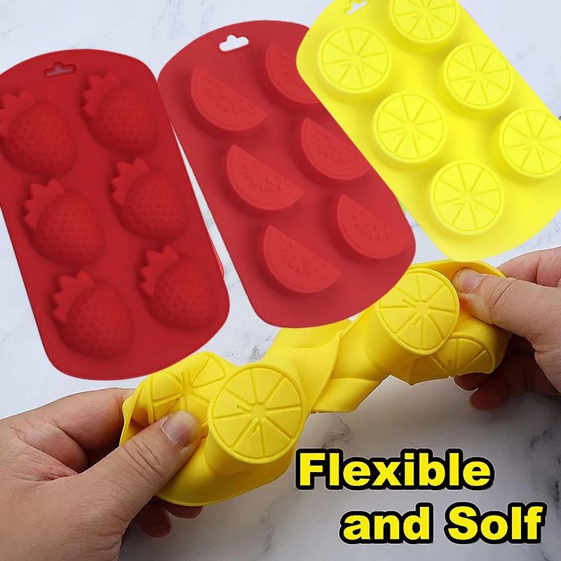 3D Fruit Shape Silicone Mold For Baking Candy Ice Cube Tray Lemon Watermelon Strawberry Pineapple Chocolate Cake Decoration Tool